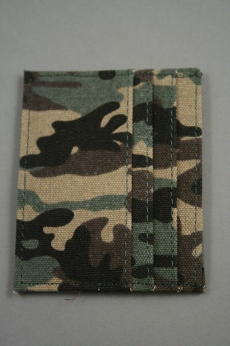 Camouflage Fabri Card Holder. 3 Slots Either Side. Approx Size 10cm x 8cm